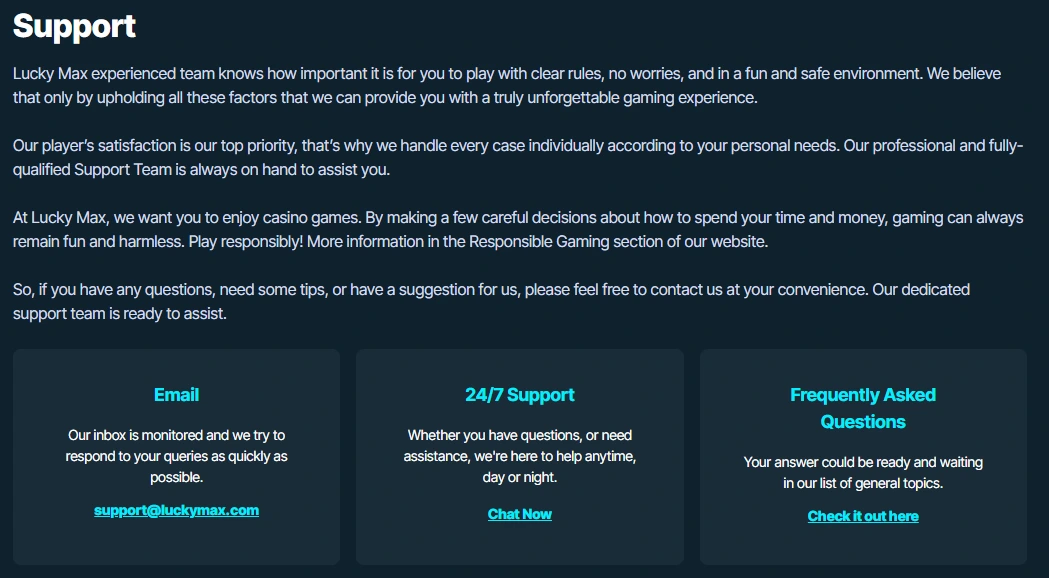 Lucky max support Lucky max support.
